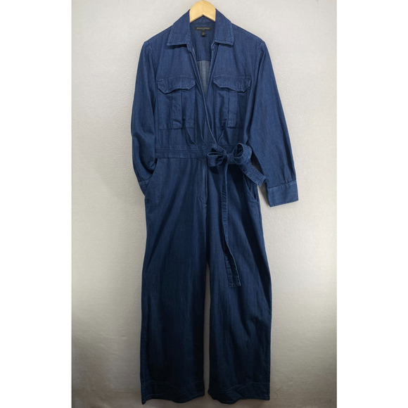 Banana Republic Pants - BANANA REPUBLIC Jumpsuit Womens 12 Denim Belted Coverall Cotton Blue